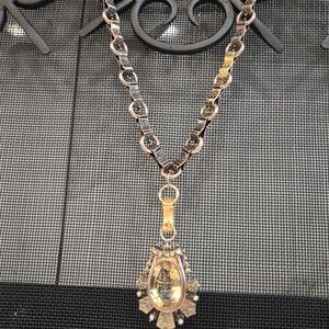 Unique 14 k Victorian Era Vintage necklace with citrine stone pendent
